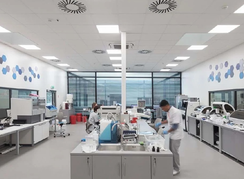 the ceiling of the laboratory