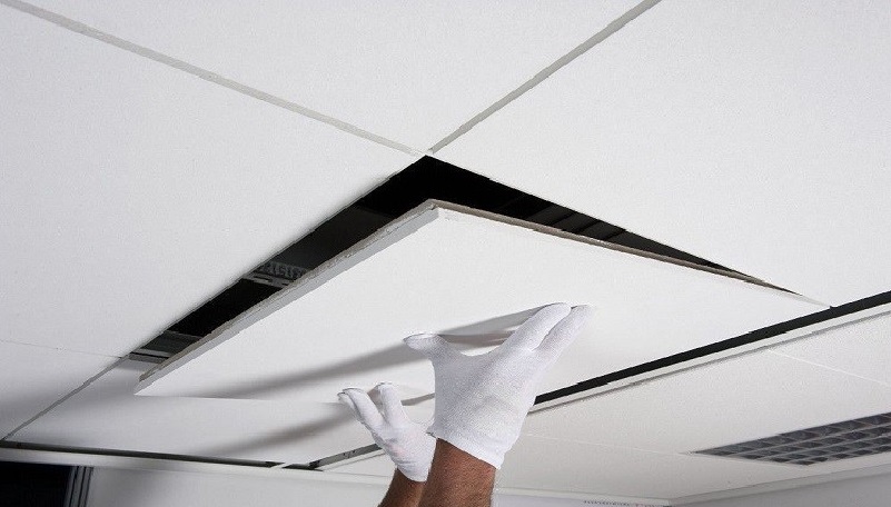 Nanoparticles in gypsum tiles